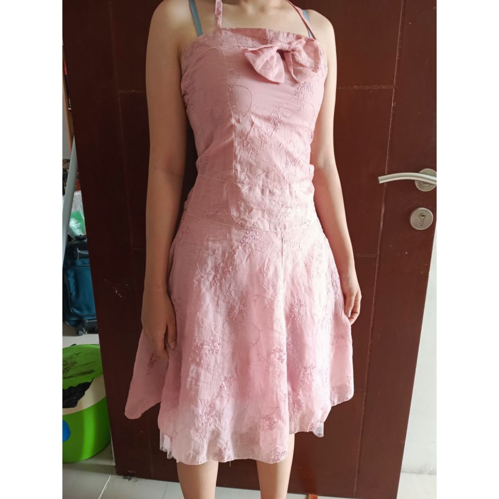 Dress Pesta MIDI keben Pink