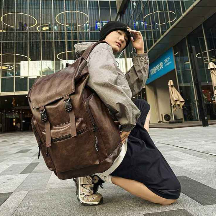 LEATHER BAG TAS RANSEL KULIT PRIA JUMBO 16.5INCH