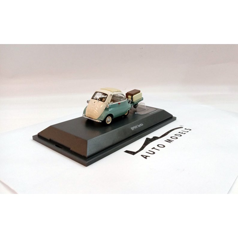Schuco BMW Isetta with Trailler & Luggage Auto Porter Light Green White