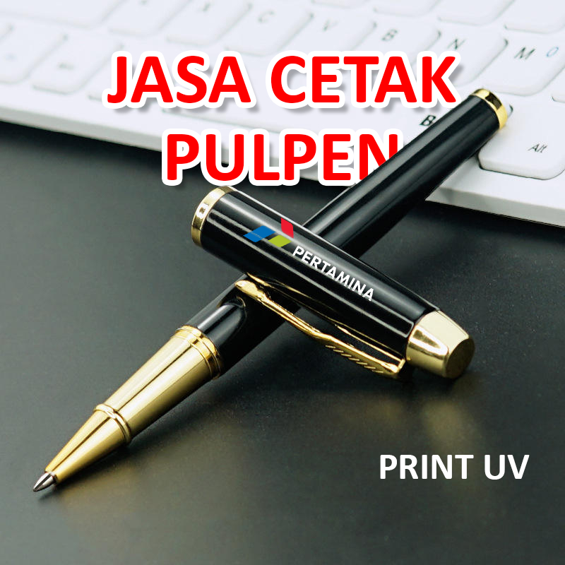 JASA CETAK Printing UV Pulpen Metal  Custom Logo & Nama, Hasil Tajam & Tahan Lama
