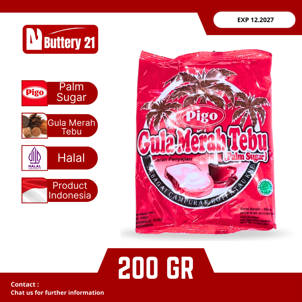 PIGO GULA MERAH TEBU 200 GR/PIGO PALM SUGAR/GULA TEBU/GULA AREN/CANE SUGAR