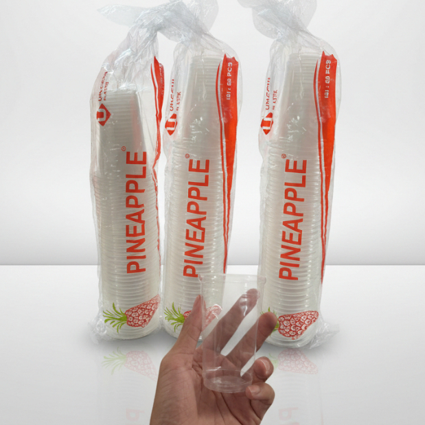 (isi 50pcs) GELAS PLASTIK CUP AQUA Cup Plastik Bening cup pineapple