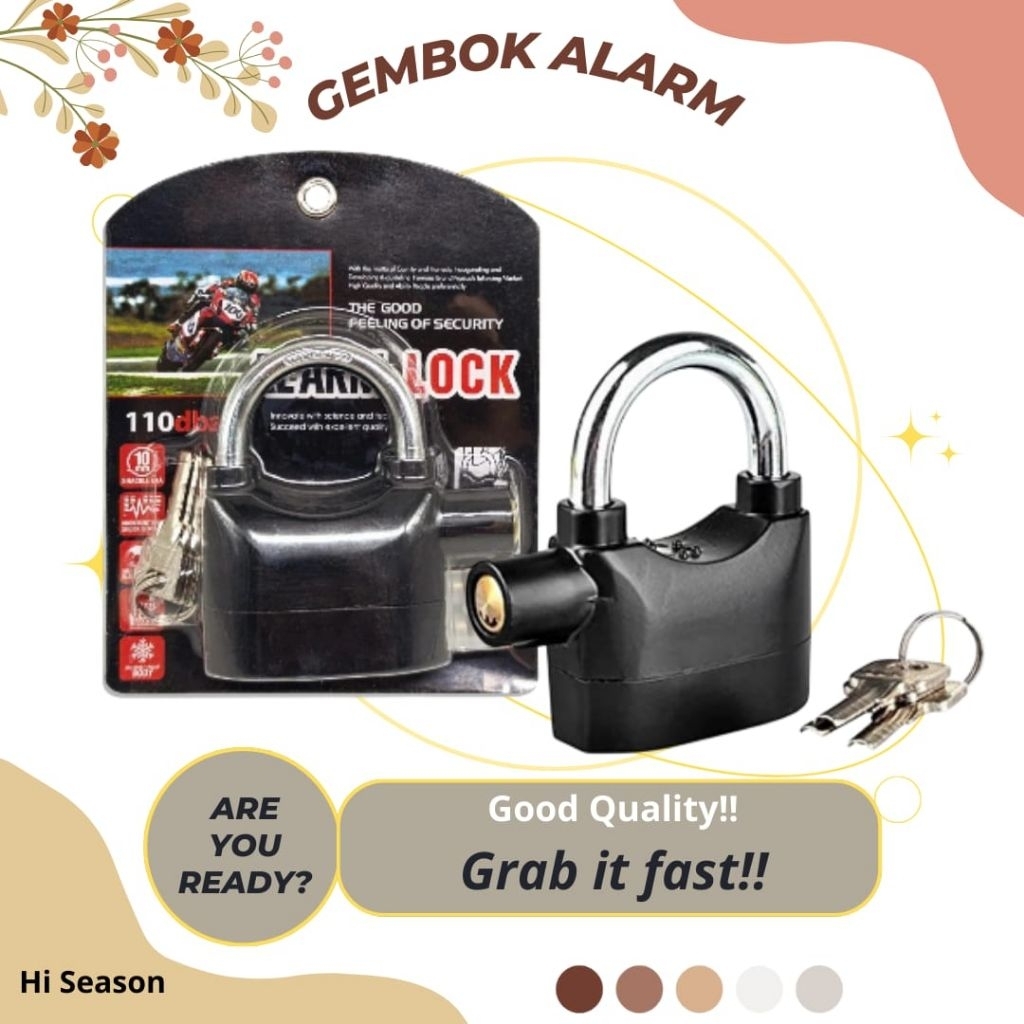 GEMBOK ALARM ANTI MALING KUNCI PENGAMAN ALARM SUARA KERAS GEMBOK PAGAR SEPEDA MOTOR TOKO ALARM PADLO