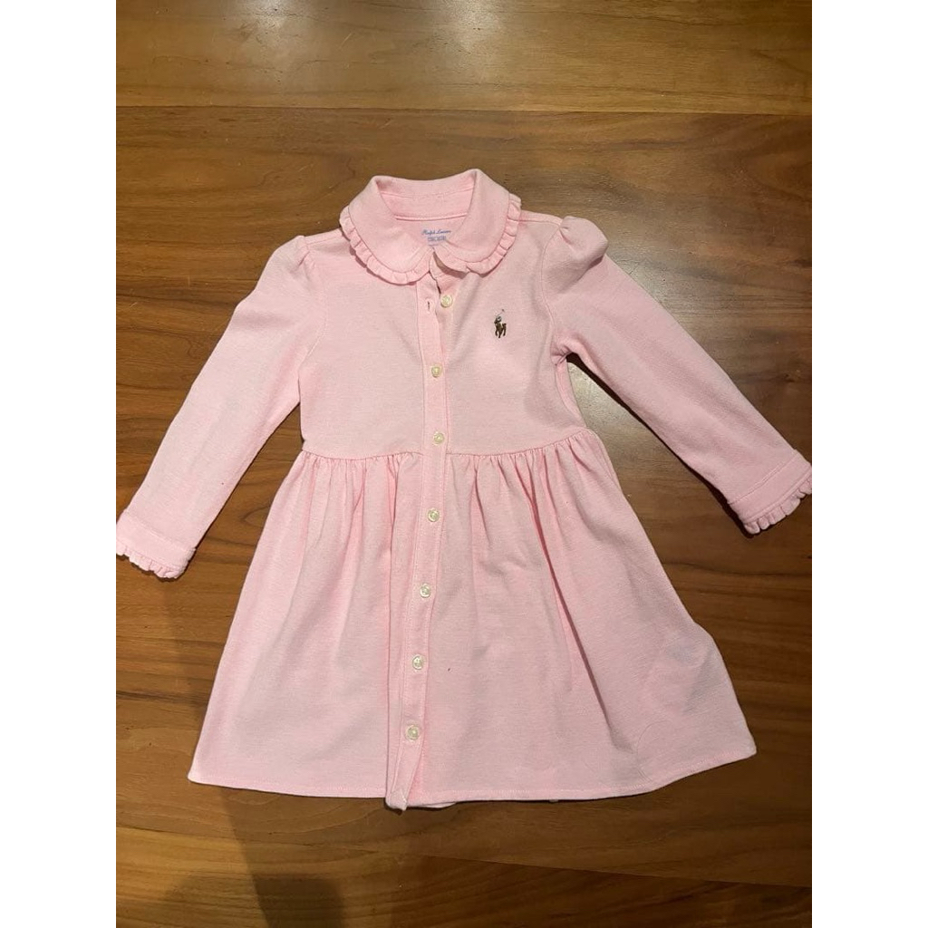 dress lengan panjang polo RL original sisa export bayi anak perempuan