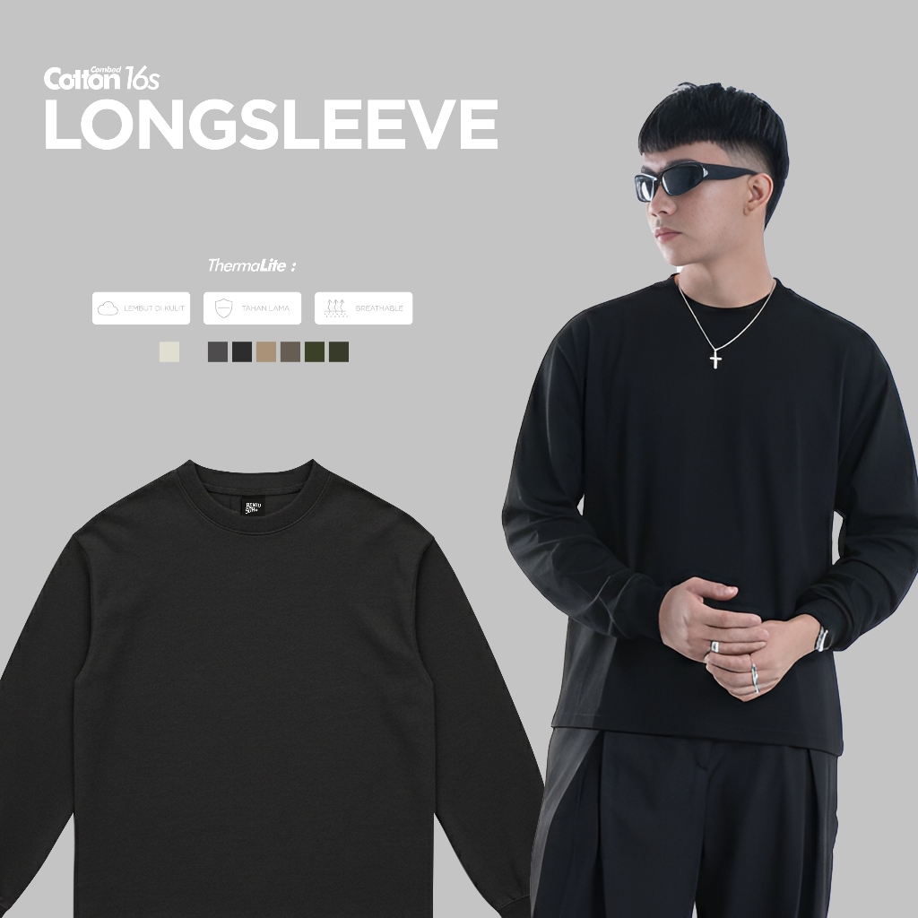 Benidson Kaos Polos Boxy Longsleeve Lengan Panjang Pria