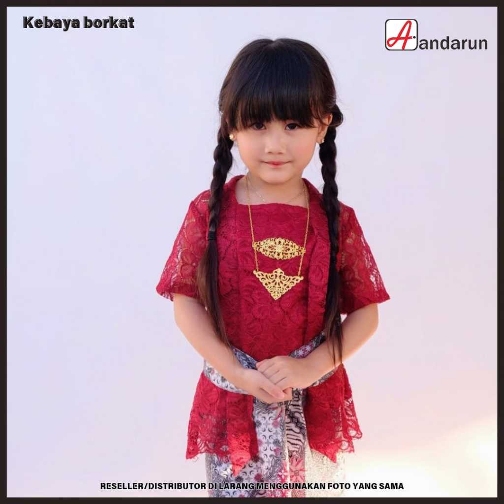 Setelan Kebaya Kutubaru Anak & Rok Batik | Kebaya Brokat Anak Perempuan 2–11 Tahun AndarunBatik