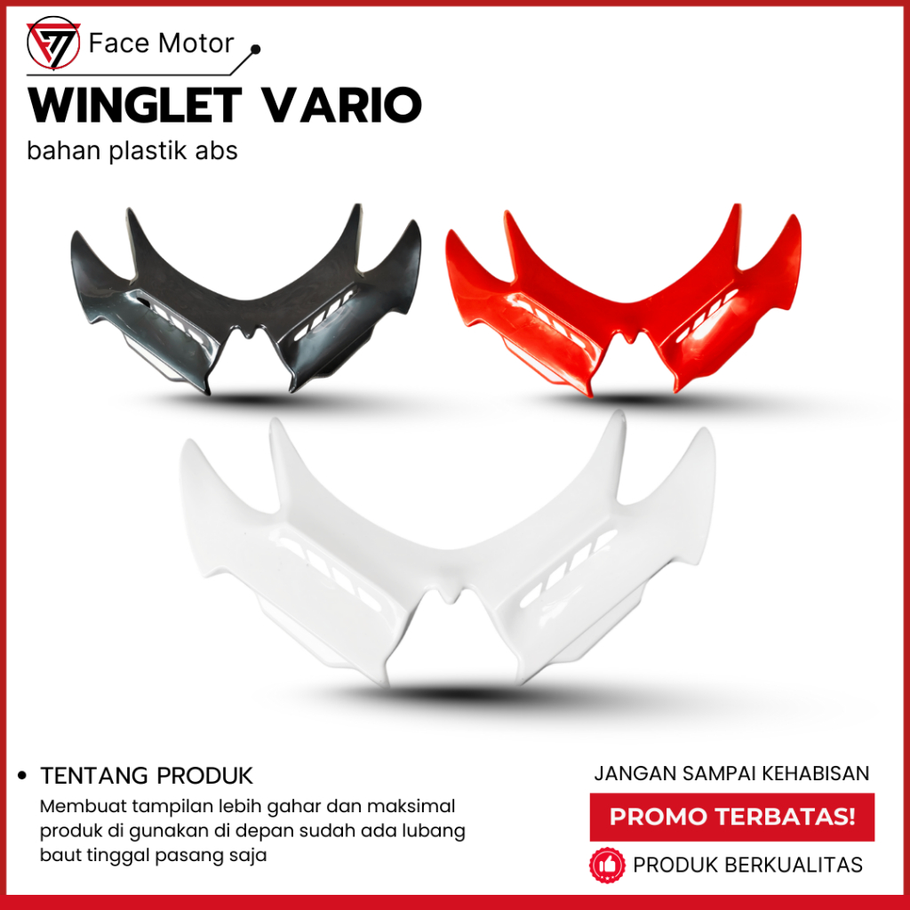 WINGLET VARIO 125 150 NEW WINGLET SAYAP DEPAN VARIO 125 NEW  WINGLET PLASTIK VARIO 150 125 LED NEW