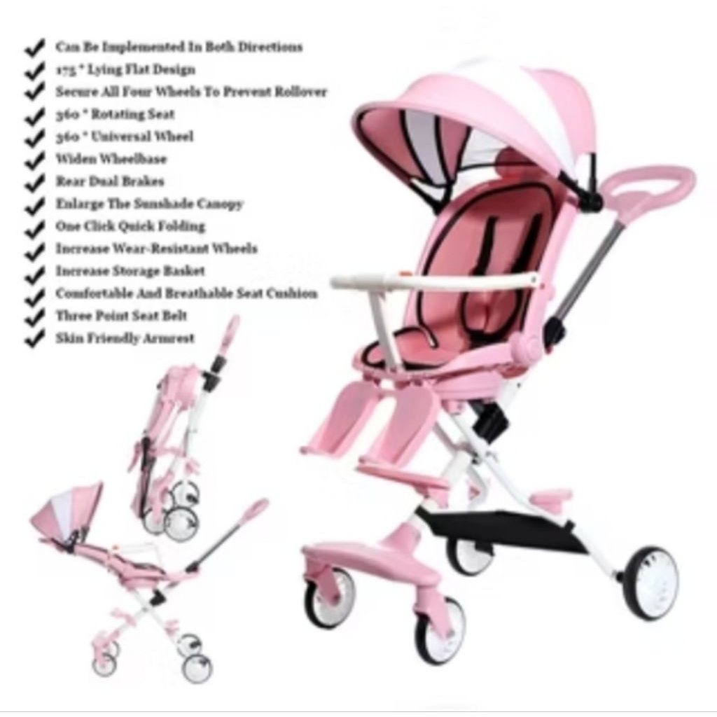 Mmflight Stroller Anak Stroller Bayi Lipat Travelling Kereta Dorong Bayi 2 Arah 0-5 Tahun