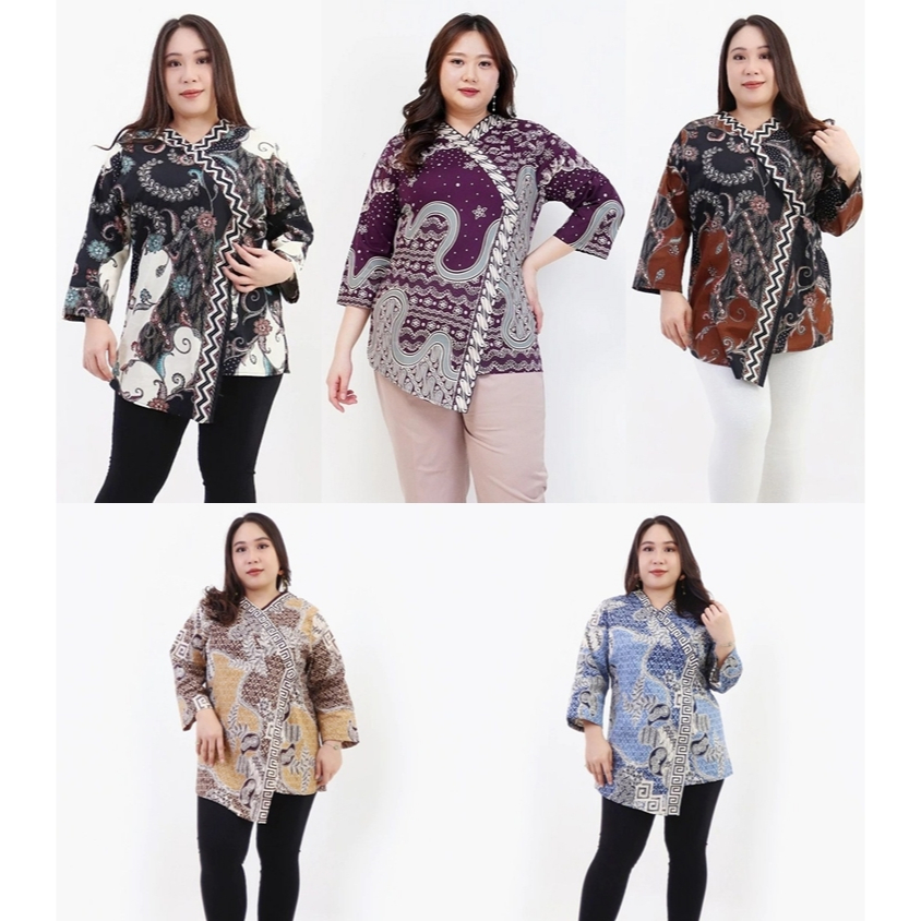BAJU BATIK BLOUSE WANITA MODERN ETNIK 187 JUMBO BIG SIZE LD 120 CM PREMIUM XXL XXXL ATASAN KEKINIAN 