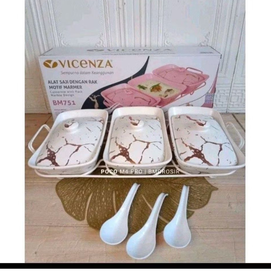 [Packing Kayu] Prasmanan Gandeng Keramik VICENZA Set 3 Pcs