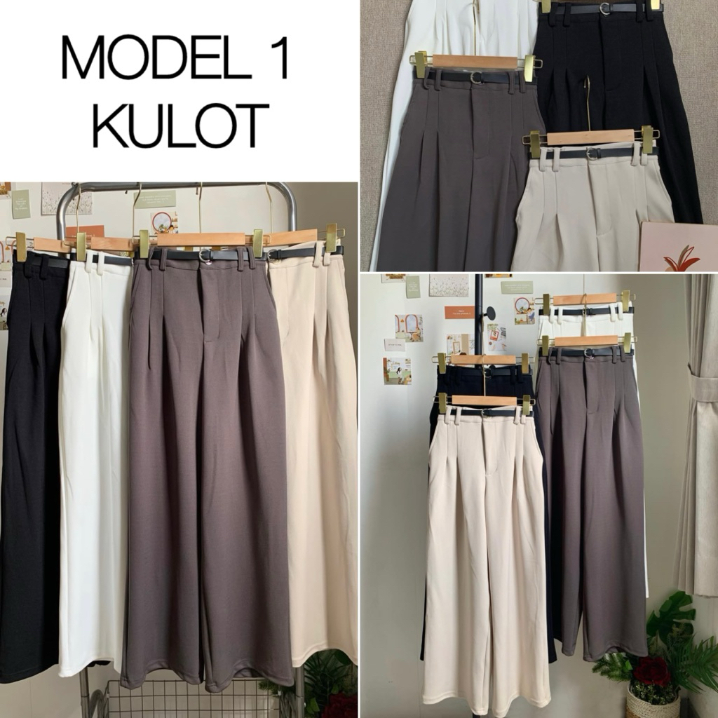 Celana Kulot Loosepants Cutbray Scuba Crepe premium FREE BELT
