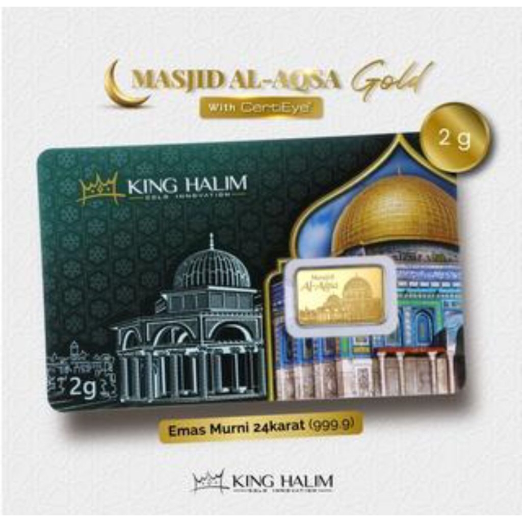 KING HALIM Masjid Al Aqso Emas batangan Asli Original 1gr lm Logam Mulia Seri Masjid Al-Aqsa Gold 2 