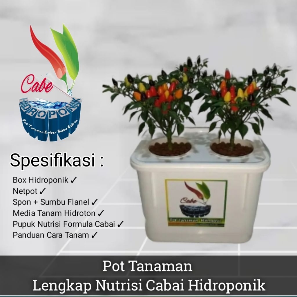 Pot Tanaman Hidroponik Double Netpot Lengkap Nutrisi Cabe
