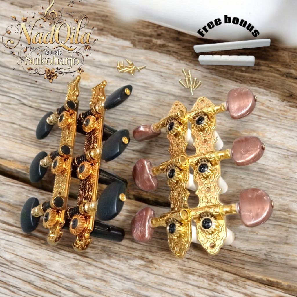Termurah...Tuner Machine Driyer Pemutar Senar Gitar Klasik Classic Gold Tuning Peg