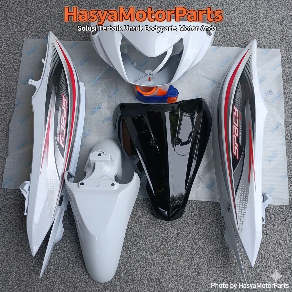 Cover Paket Body Halus Depan Belakang Komplit Fullset Honda Spacy Karbu Fi Warna Putih Hitam