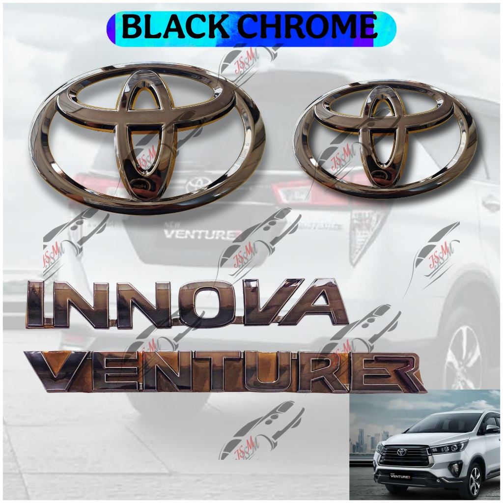 Emblem Logo Toyota INNOVA VENTURER Black Chrome/ INNOVA REBORN/ Emblem INNOVA/ Emblem VENTURER