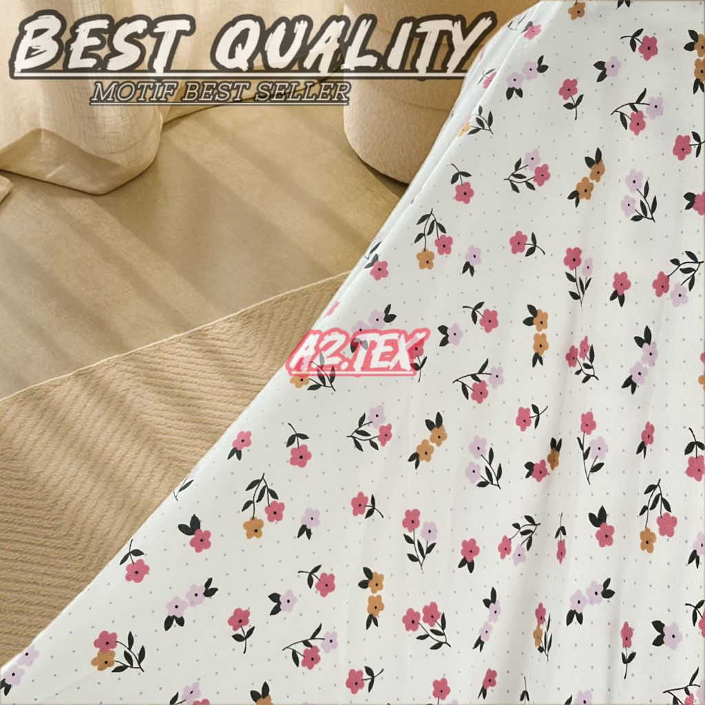 Kain Katun Rayon Viscose Motif Bunga Kecil Premium Lembut Elegan Bisa Buat Mukena,Gamis,Daster,dll