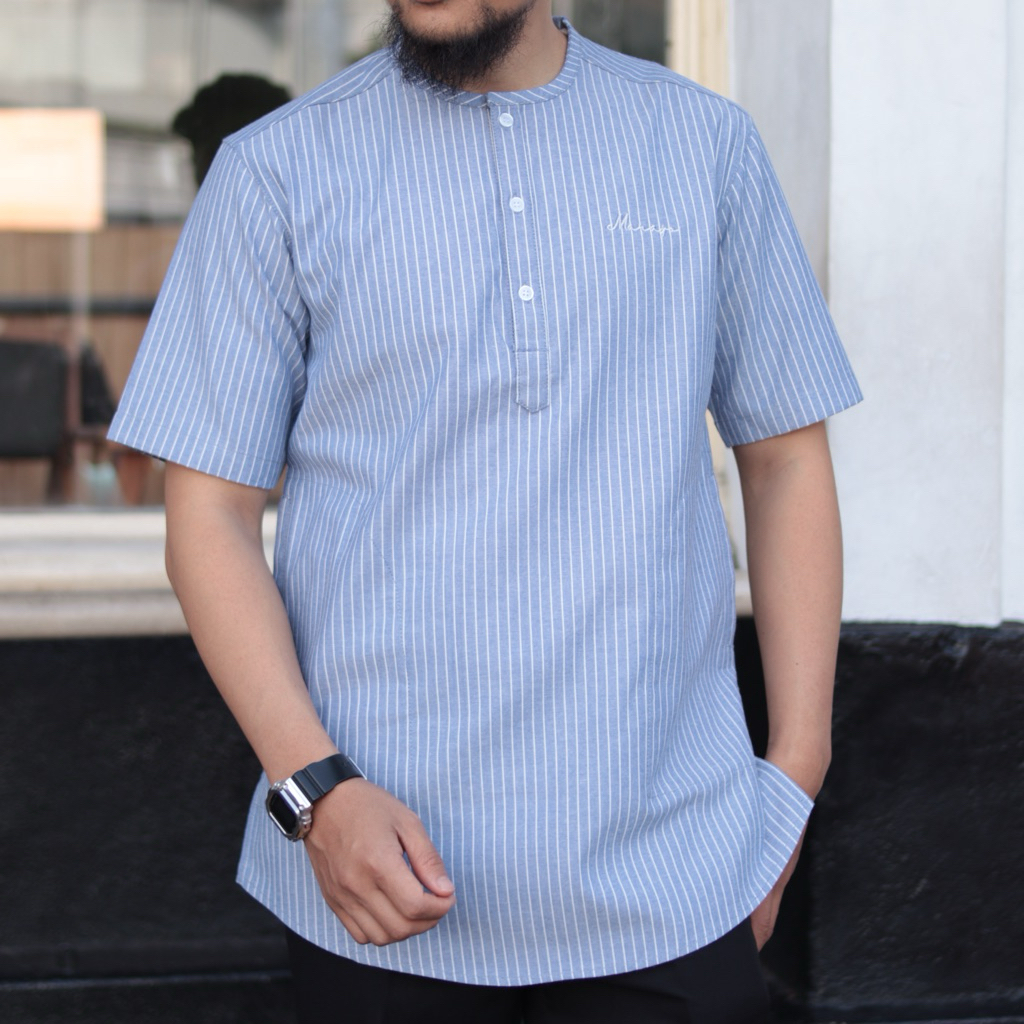 marajo kemko lengan pendek motif salur katun stanford marajo