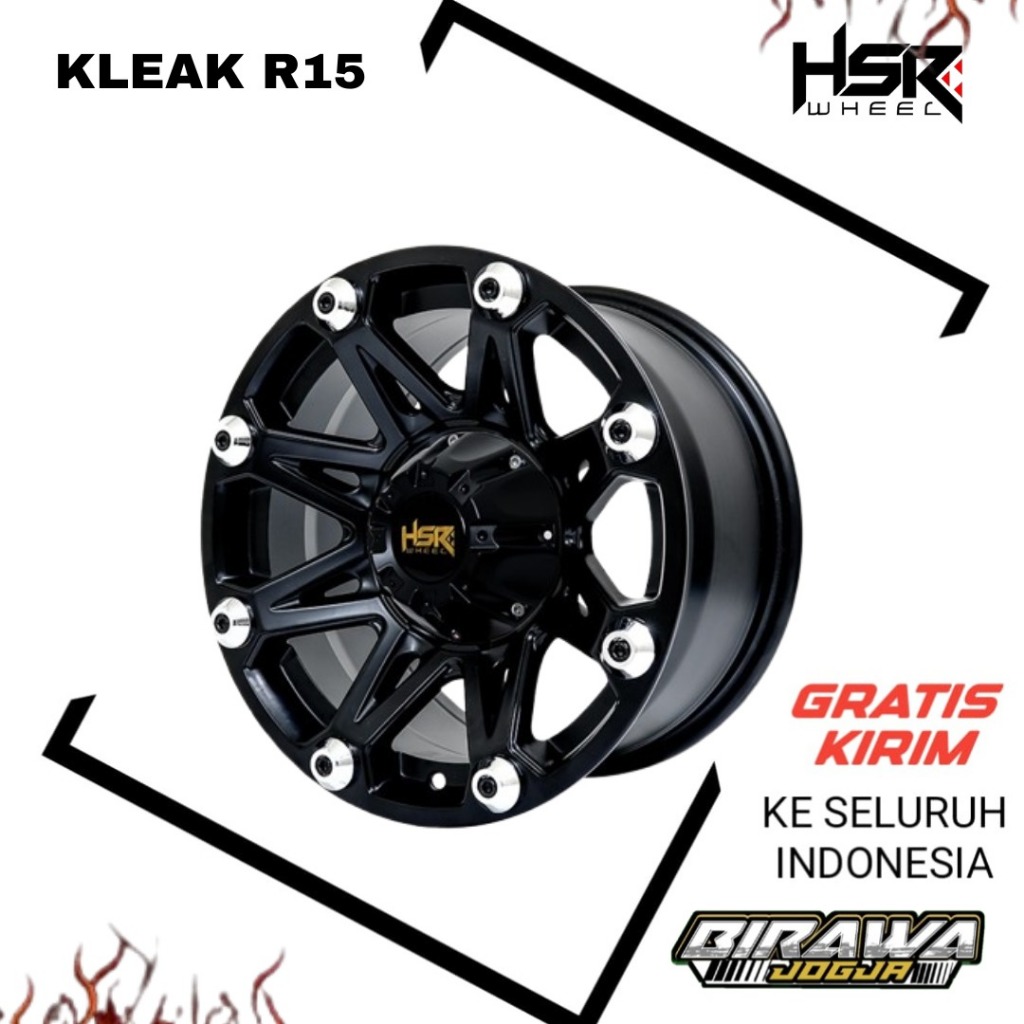 PELEK MOBIL INNOVA, CRV, RUSH, TERIOS, XTRAIL RING 15 - VELK HSR KLEAK R15 BLACK PCD 5X114.3