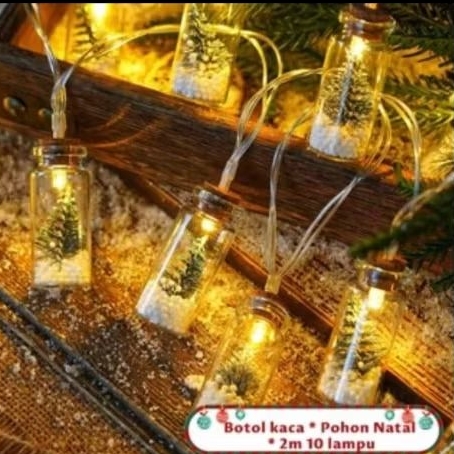 Kipas Lampu Tumblr Botol Kaca Boneka Pohon Natal 2 meter 10 Lampu Hias LED Tali Lampu Hias