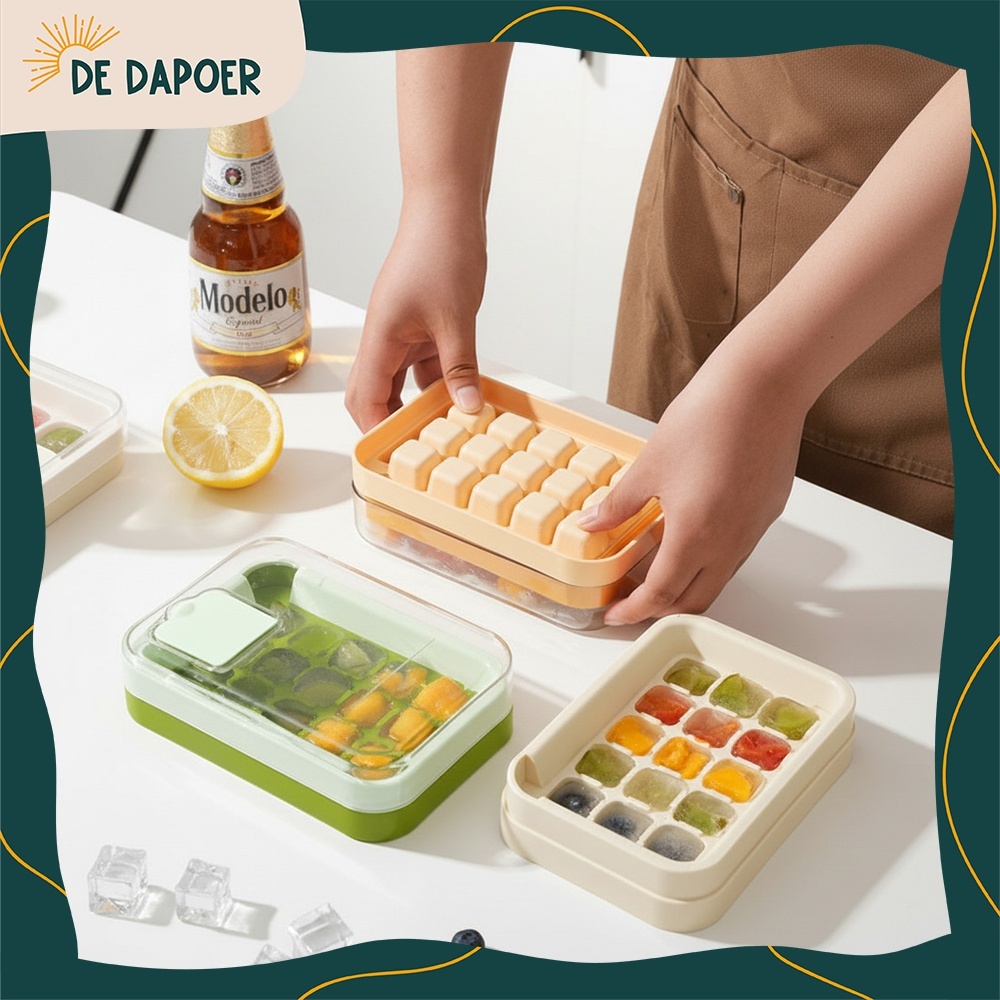 Cetakan Es Batu Box Kulkas Ice Kontainer Box Ice Cream 15 Cube Cetakan Es Batu Tekan Praktis