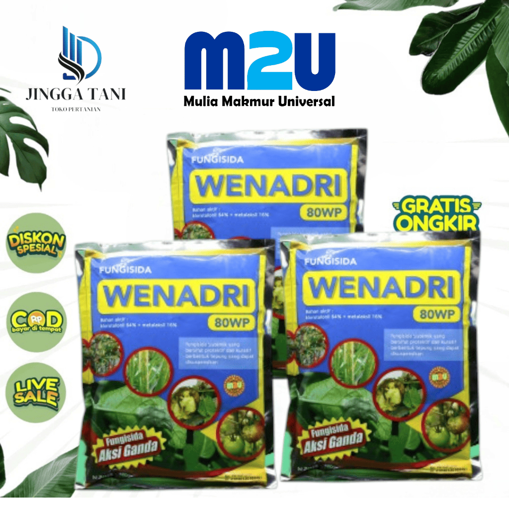 Wenadri 80 WP (400grm) Bahan aktif : klorotalonil 64% + metalaksil 16% - Fungisida fungsi ganda