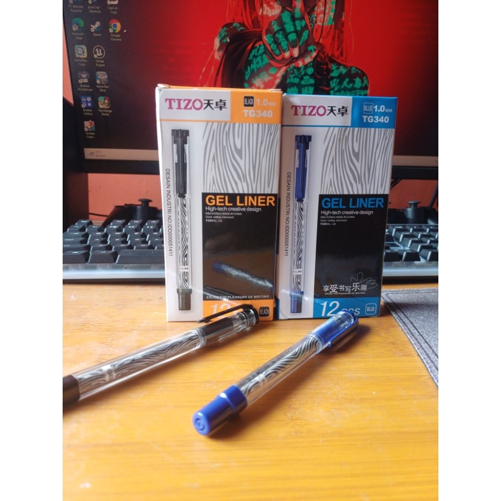 Pulpen Tizo hitam & biru 1 lusin