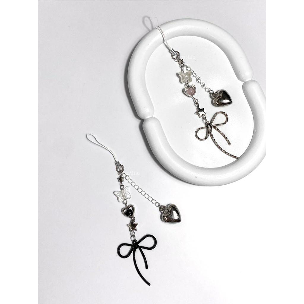 VONTHIC RLuv Strap RLS | y2k coquette phone strap tali hp keychain pink silver hitam monokrom putih 