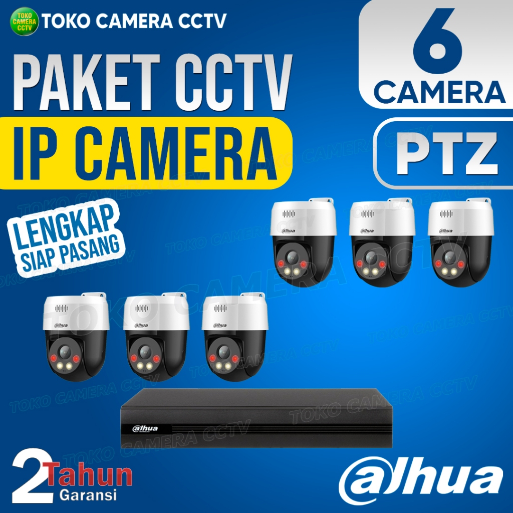 PAKET CCTV IP CAMERA PTZ DAHUA 8 CHANNEL 6 KAMERA