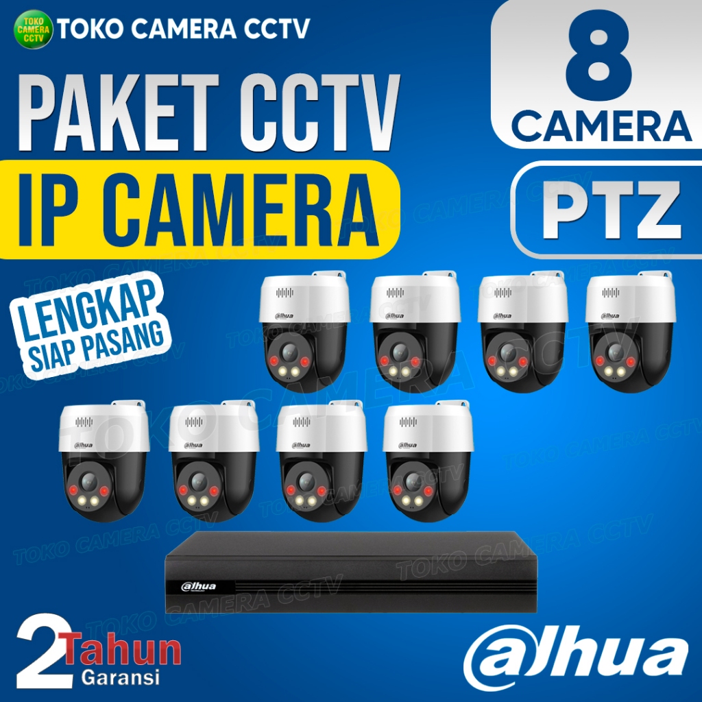 PAKET CCTV IP CAMERA PTZ DAHUA 8 CHANNEL 8 KAMERA