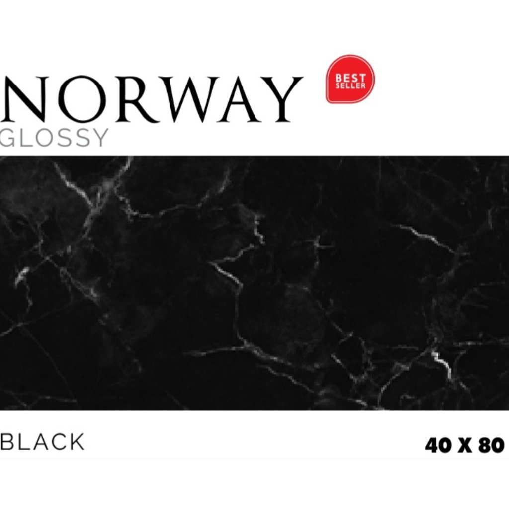 Keramik Glossy Hitam Motif Marbel Norway Ukuran 40x80 by Platinum/Keramik Kualitas 1 Grade A/Keramik