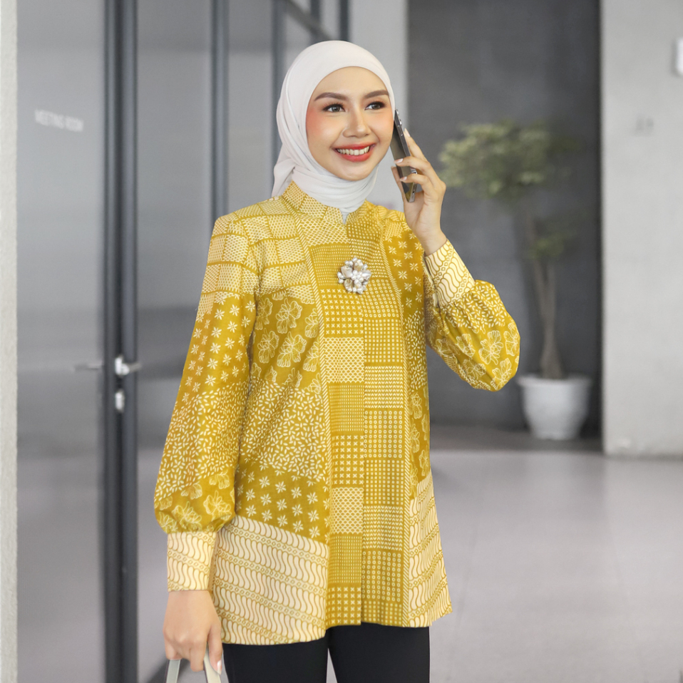 WENING Blouse Batik Wanita Modern Batik Kerja Kantor Wanita