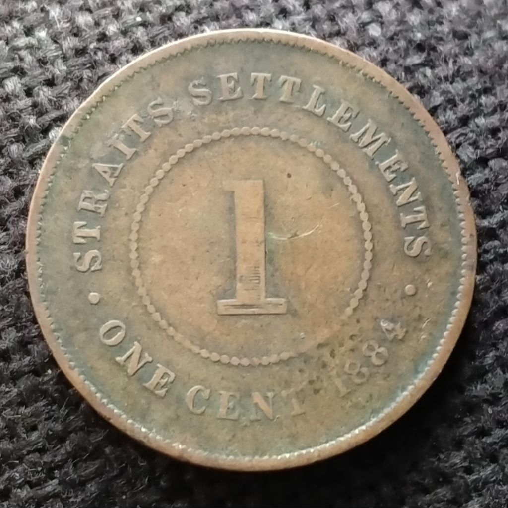 Koin Kuno Straits Settlements 1 Cent tahun 1884 Queen Victoria