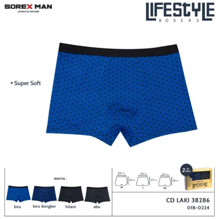 1Box(Isi 2Pcs)Boxer Sorex Man Celana dalam pria boxer sorex 38286 / CD sorex pria model boxer / boxe