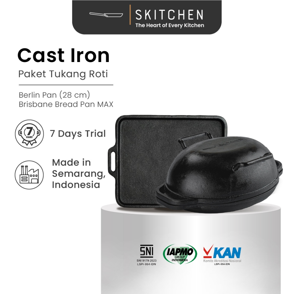 SKITCHEN Cast Iron Paket Tukang Roti - Alat Panggangan Roti Sourdough, Isi 2 Lebih Hemat