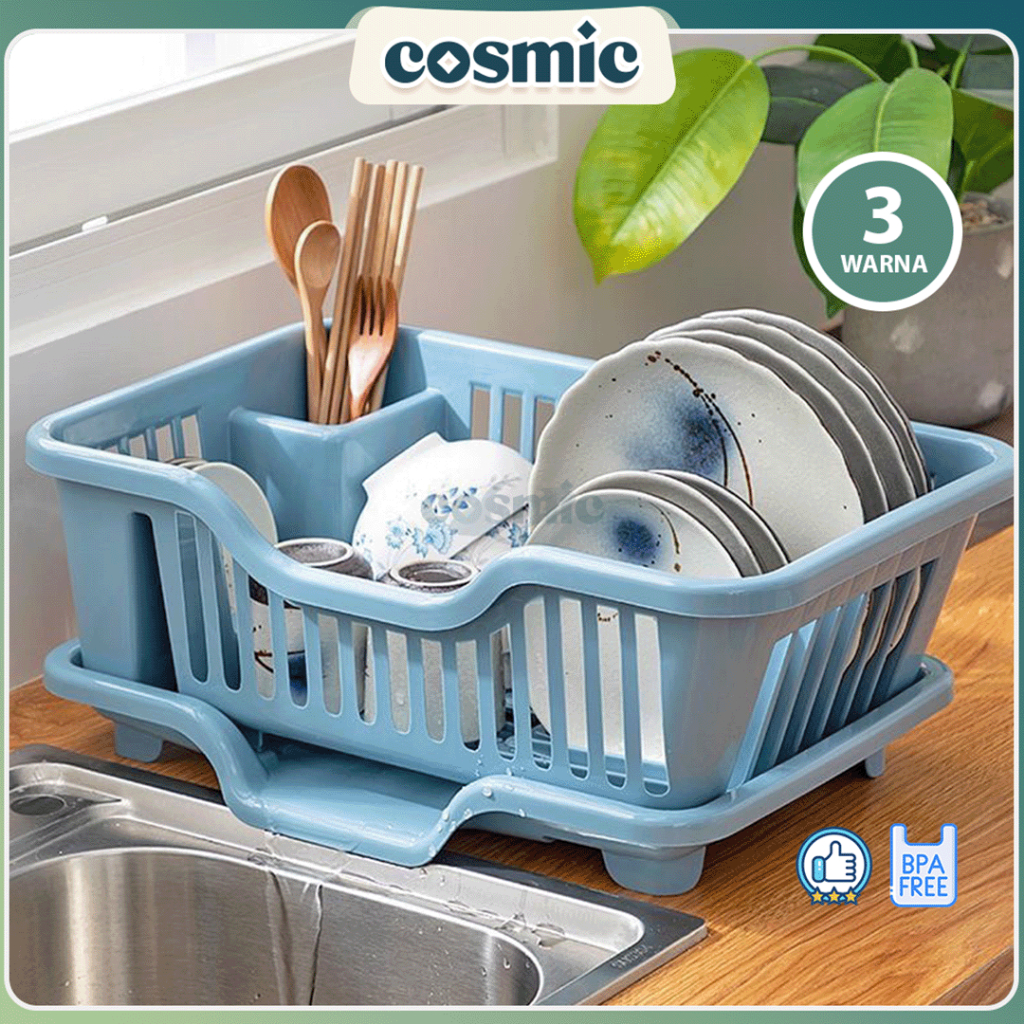 COSMIC Rak Pengering Piring Multifungsi Rak Cuci Piring Wastafel Dengan Tirisan Air Serbaguna