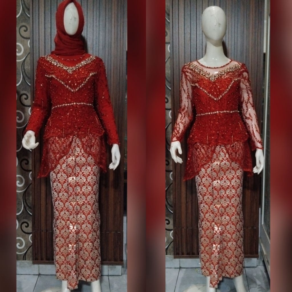 preloved kebaya merah cabe hijab