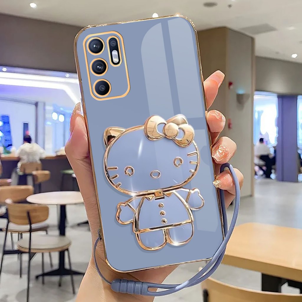 Case Oppo Reno 6 4G Softcase Dengan Stand Mirror Plating