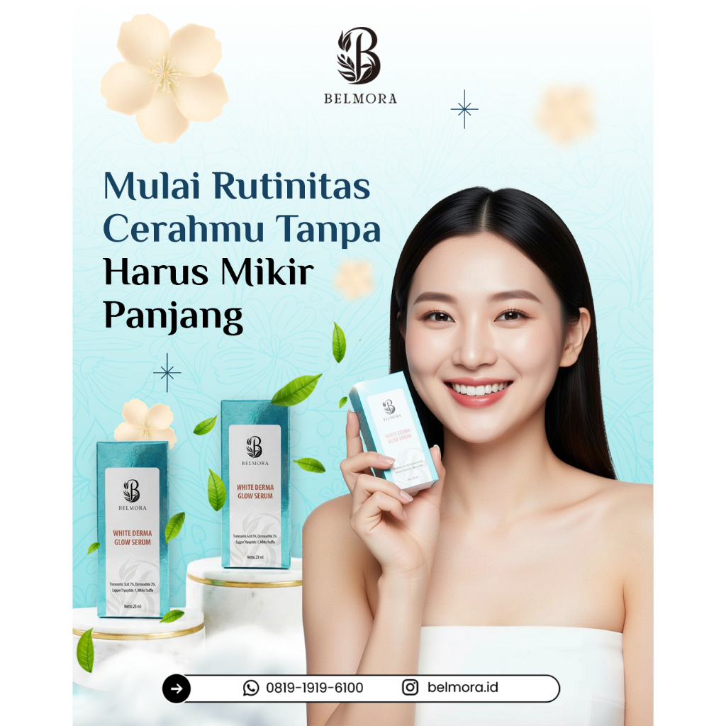 Belmora White Derma Glow, Serum Mencerahkan Wajah, Serum Wajah Glowing Dan Putih, Serum Tranexamic A