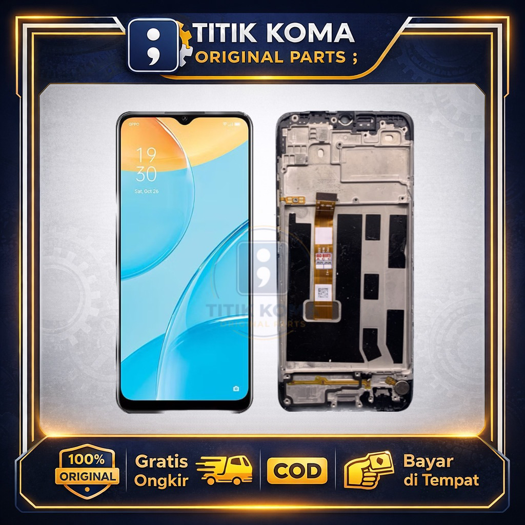 LCD TOUCHSCREEN + FRAME OPPO A15 ORIGINAL ASLI COPOTAN [TITIK KOMA ORIGINAL PART ]
