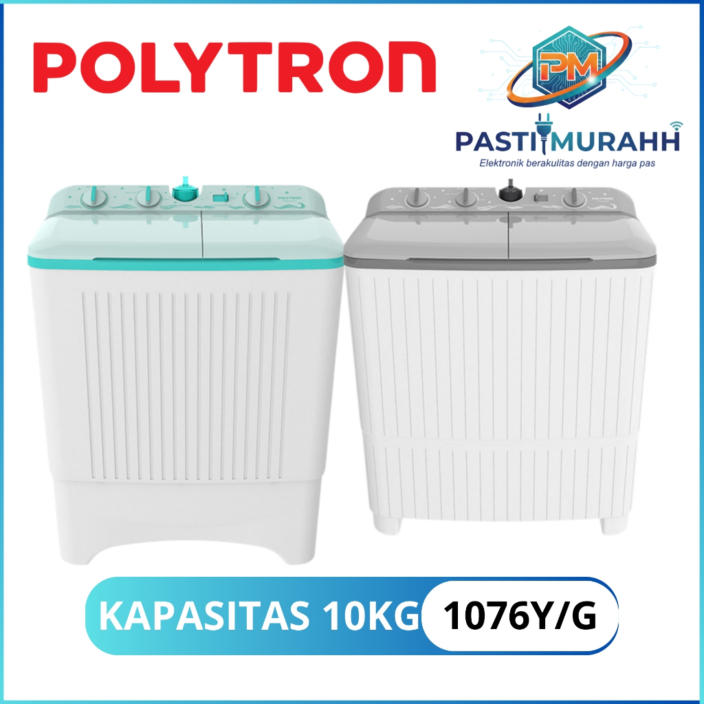 POLYTRON MESIN CUCI PWM 1076 G/Y (10KG) MESIN CUCI POLYTRON 2 TABUNG 10KG