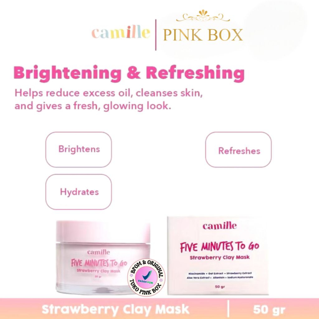 (NEW) CAMILLE BEAUTY Five Minutes To Go Clay Mask | Masker Clay Strawberry