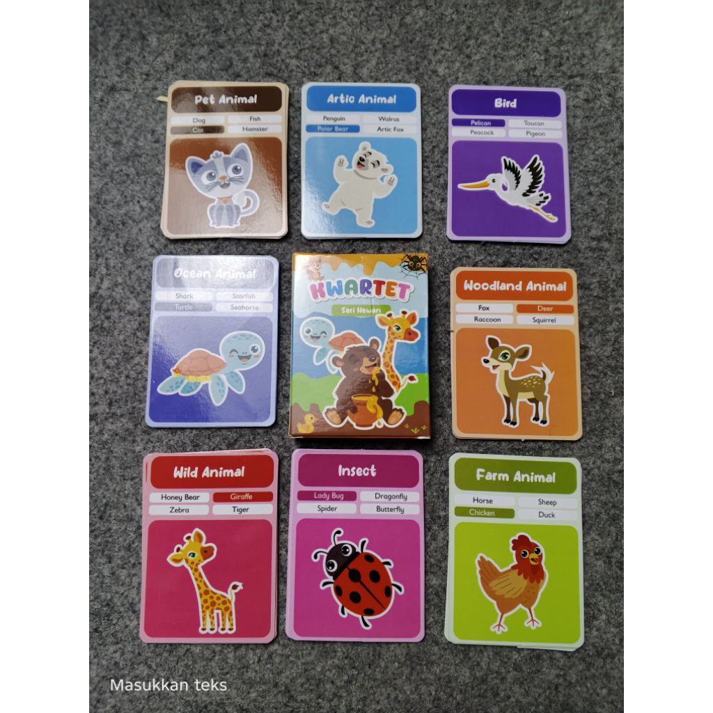[BLUETOYS] KARTU KWARTET GAMBAR BINATANG MAINAN EDUKASI ANAK