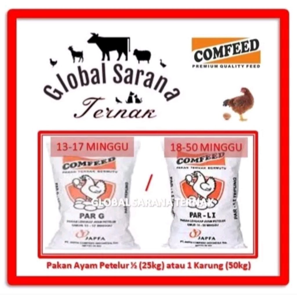 [KHUSUS INSTAN] Pakan Ayam Petelur Comfeed (PAR-G / PAR-LI) 1/2 Karung (25 kg)