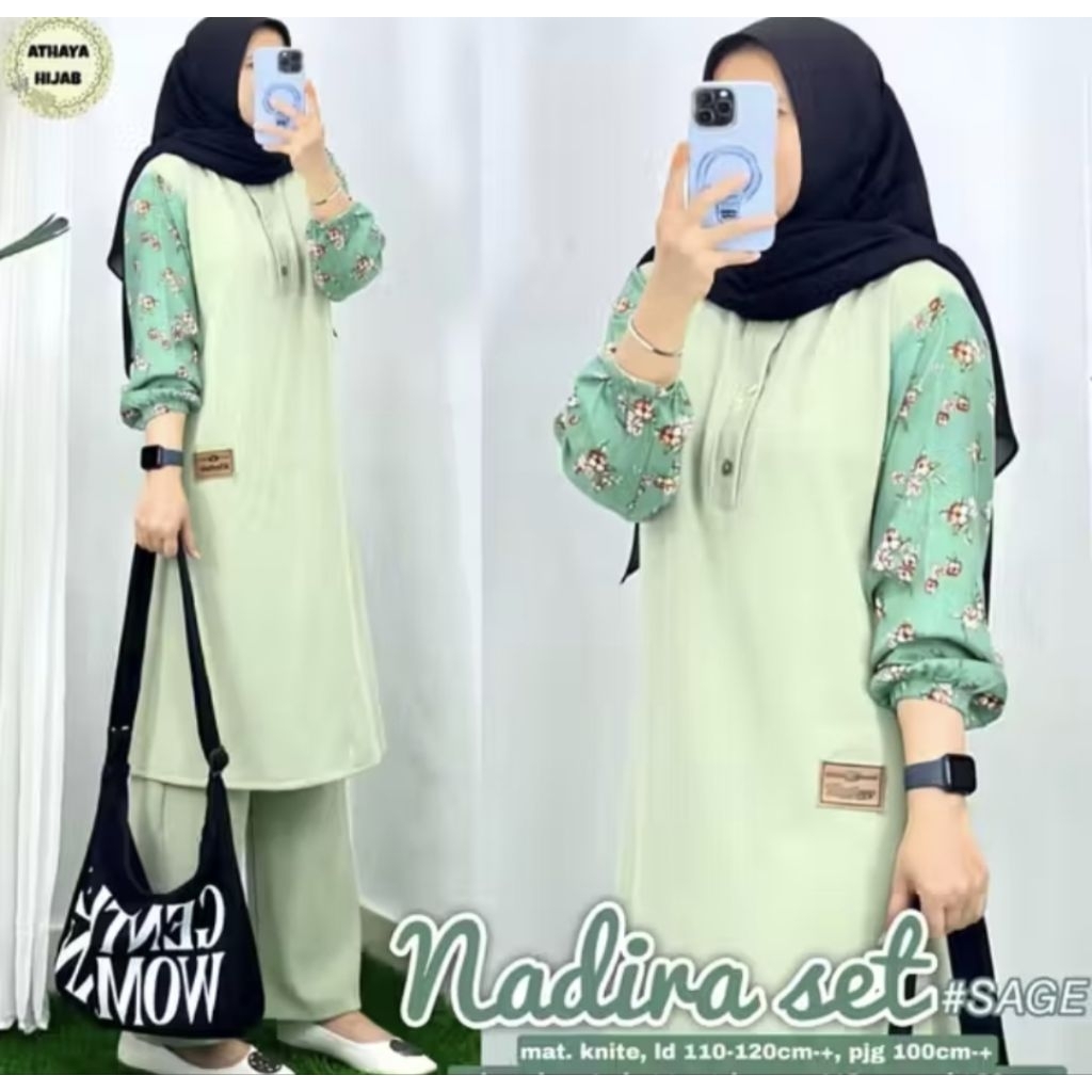 NADIRA SETCEL WANITA SETELAN TUNIK KOMBINASI RAYON