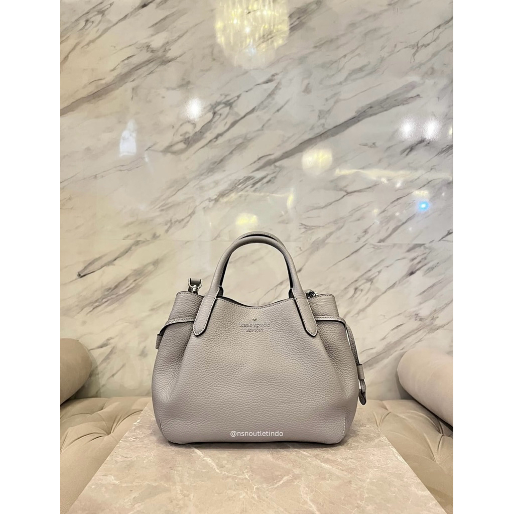 KS DUMPLING SMALL SATCHEL PEBBLED LEATHER MOUNTAIN GREY