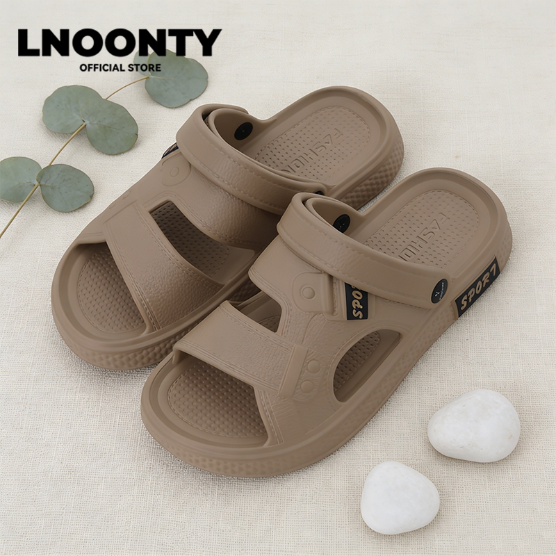 LNOONTY Sandal Pria Terbaru Gaya Korea Karet Jelly Anti-Slip Sandal Cowok Dewasa Sandal Pria Keren