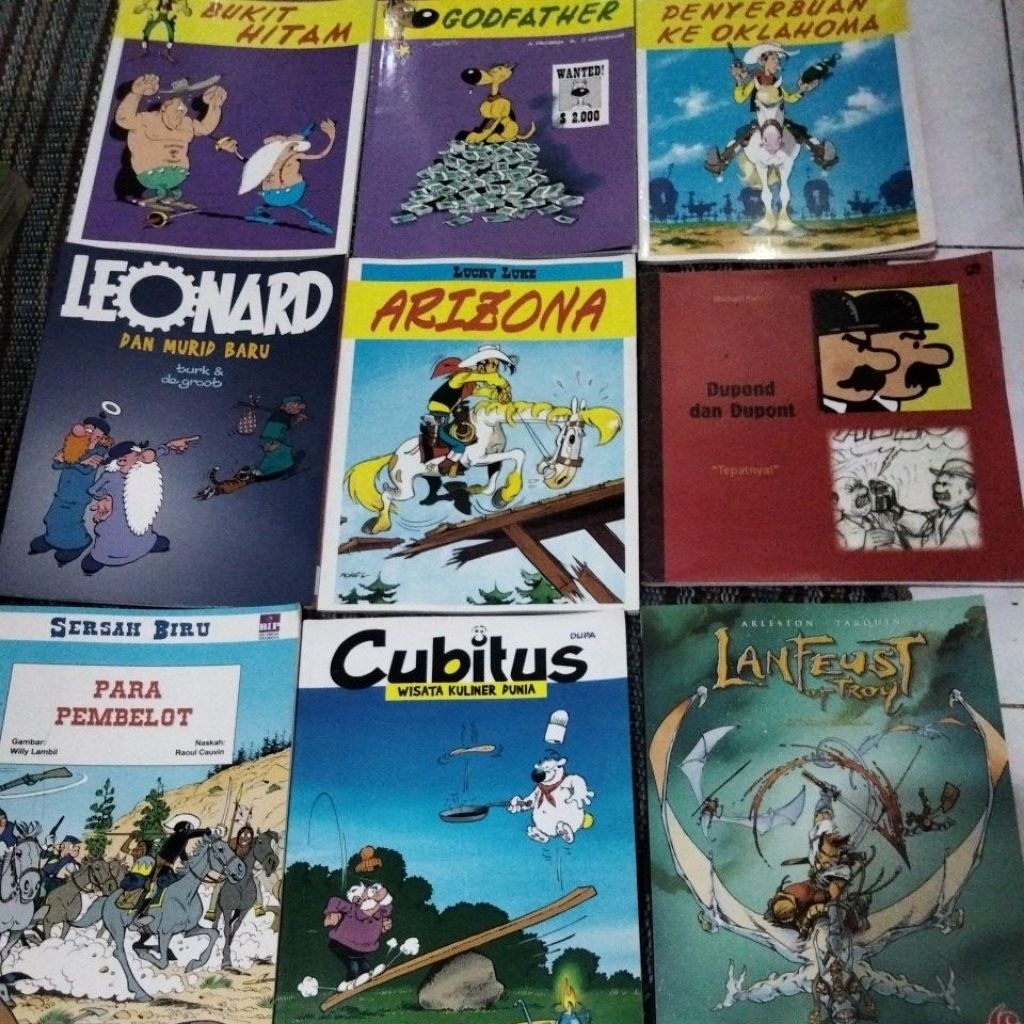 original cergam cubitus lucky Luke Leonard sersan biru Jeremy tin tin