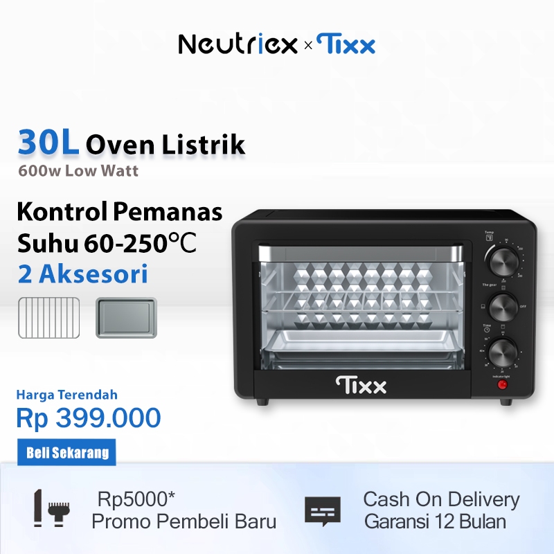 [COD] TIXX Oven Listrik  30L Low Watt 700W Pemanggang Kue Digital Timer   Hitam Oven Listrik Open