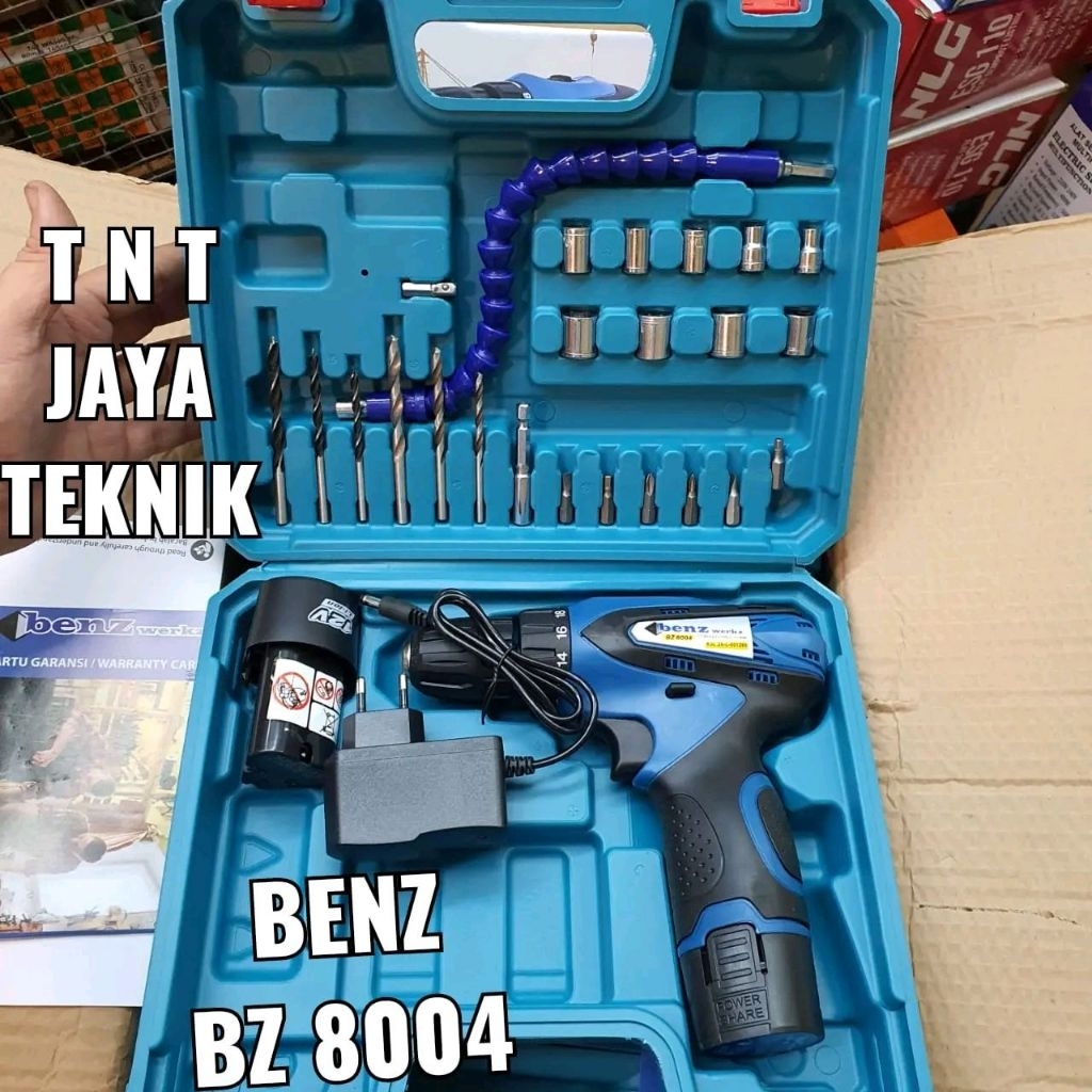 BENZ BZ-8004 MESIN BOR BATERAI CORDLESS DRILL 10MM BENZ WERKZ BZ 8004 12V